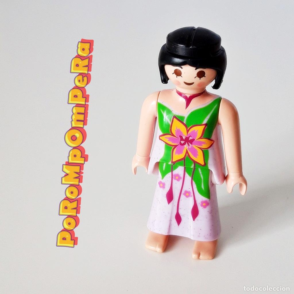 Playmobil: PLAYMOBIL FIGURA HADA FLOR CUSTOM/COMPLETAR CHICA MUJER VESTIDO PIE DESCALZO