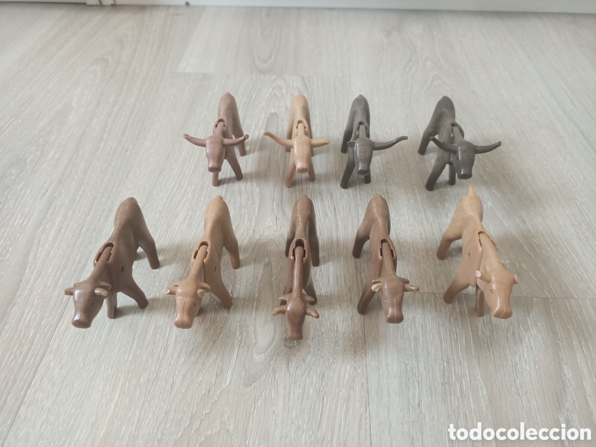 Playmobil: Playmobil lote 4 vacas cuernos largos y 5 vacas primera &eacute;poca animales western oeste granja medieval