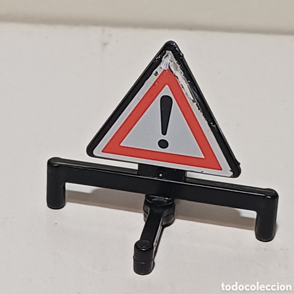 Playmobil: Pieza playmobil se&ntilde;al tr&aacute;fico carretera peligro obras civiles tri&aacute;ngulo se&ntilde;alizacion tripode