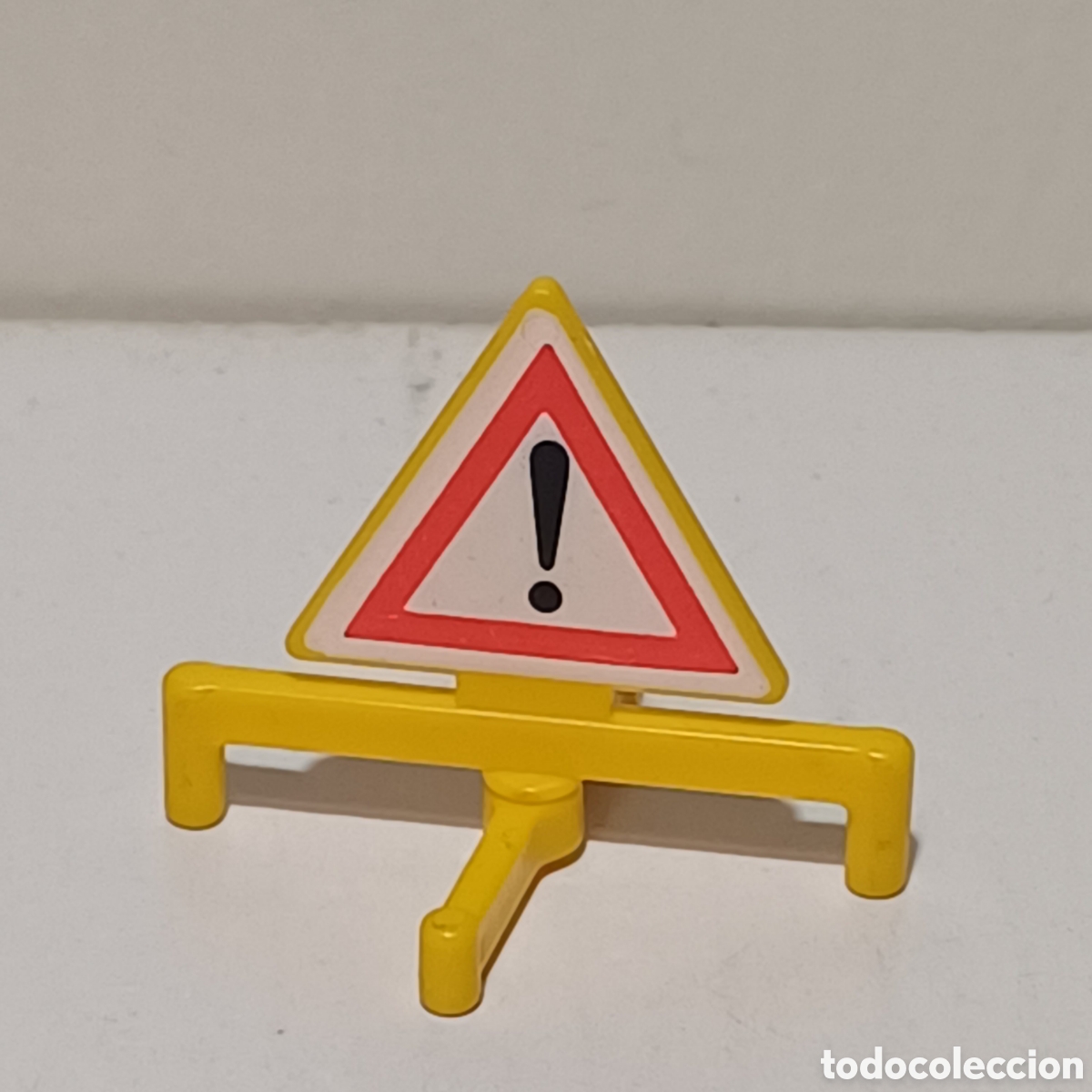 Playmobil: Pieza playmobil se&ntilde;al tr&aacute;fico carretera peligro obras civiles tri&aacute;ngulo se&ntilde;alizacion tripode