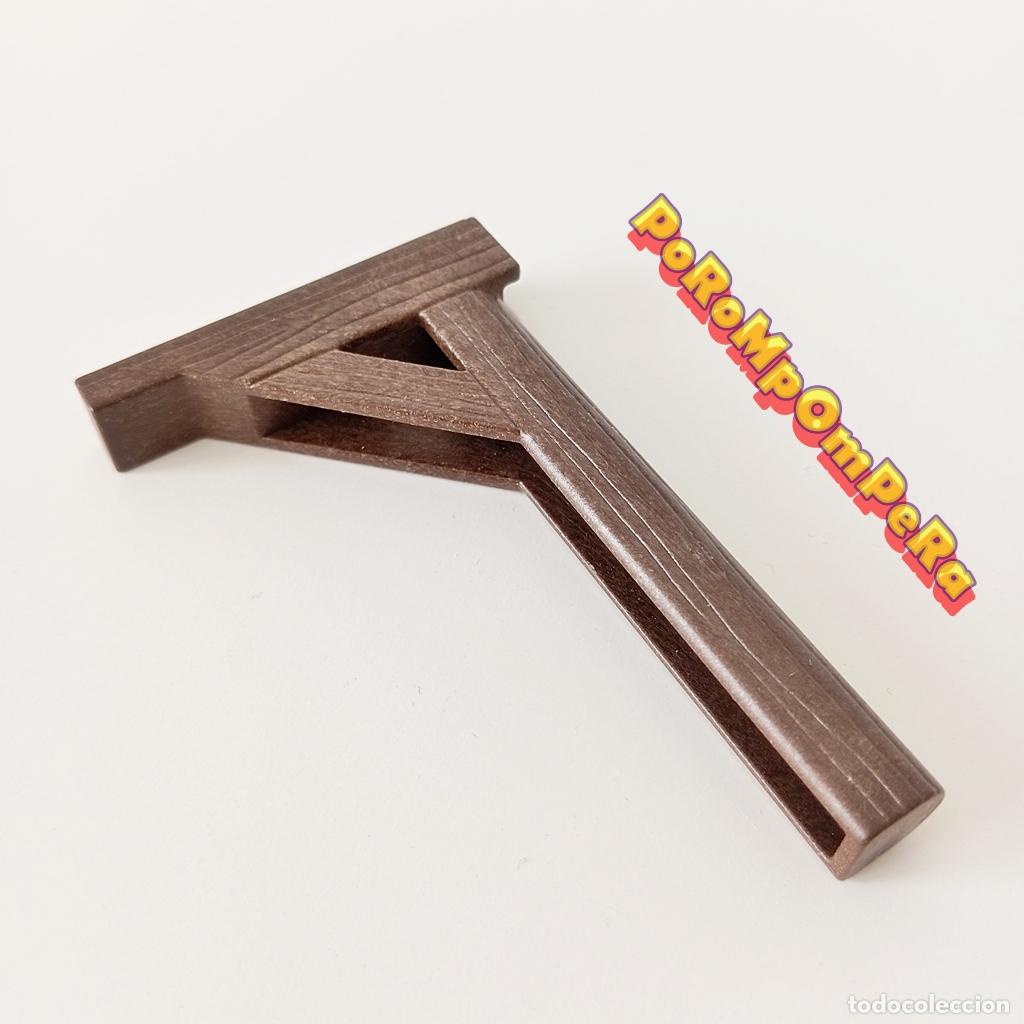 Playmobil: PLAYMOBIL POSTE MARR&Oacute;N MADERA CORTO SYSTEM X SOPORTE BASE REFUGIO ANIMALES 4826 OAMBATI STATION A9
