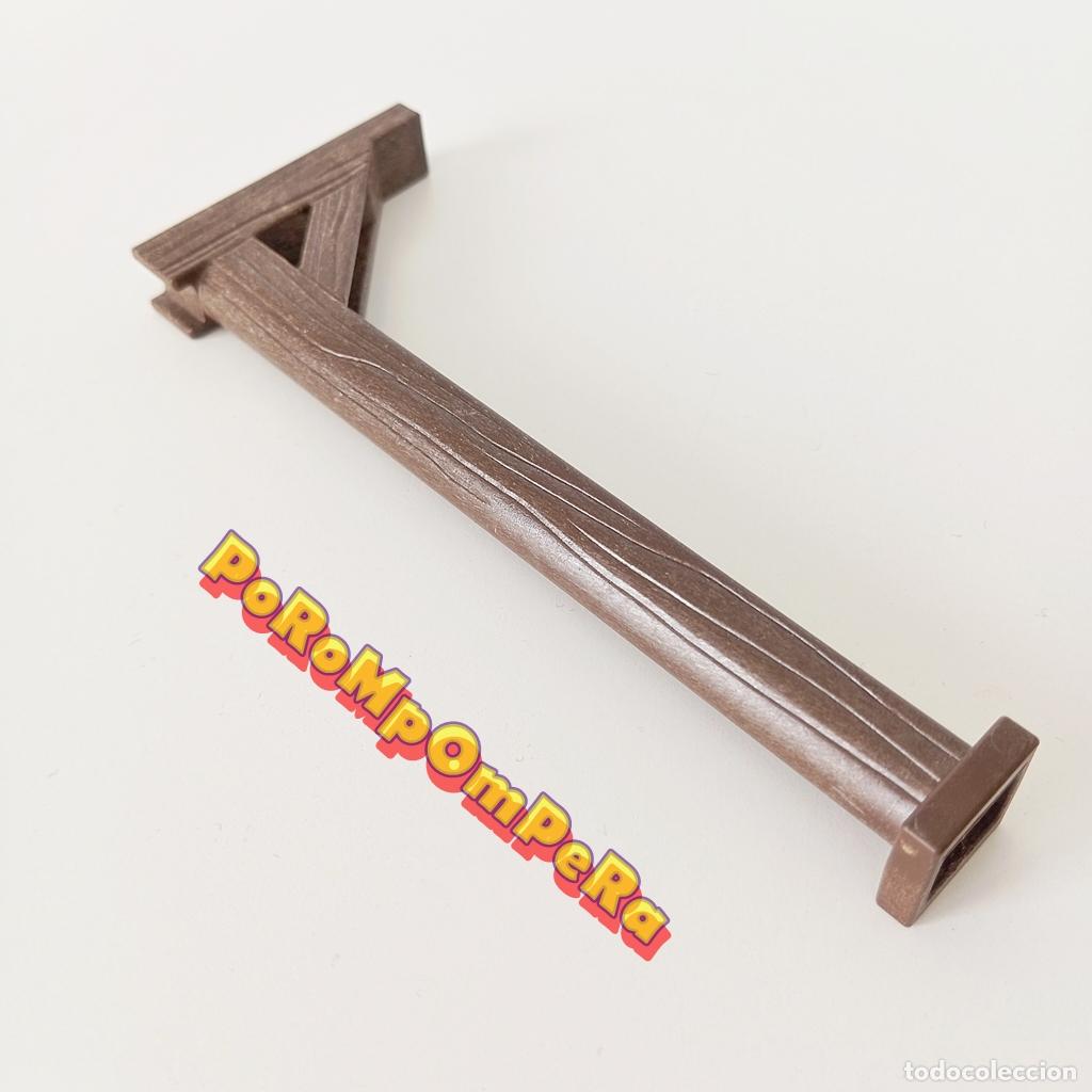 Playmobil: PLAYMOBIL POSTE MARR&Oacute;N MADERA SYSTEM X SOPORTE TEJADO REFUGIO ANIMALES 4826 5907 OAMBATI STATION A9