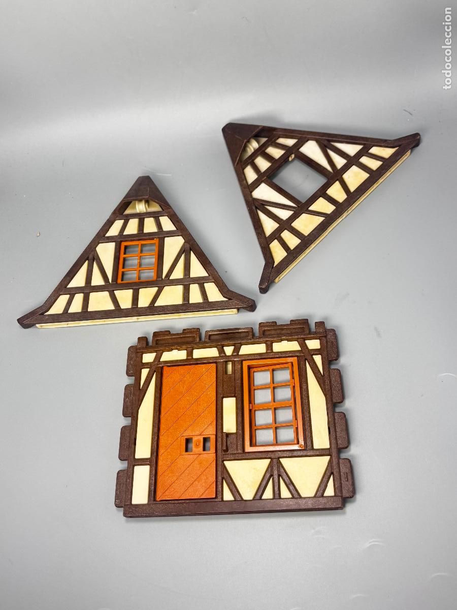 Playmobil: Playmobil lote pared lateral tejado y con puerta ventana casa castillo