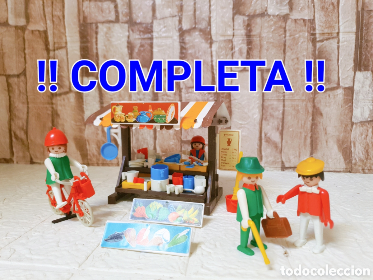 Playmobil: REFERENCIA 100% COMPLETA PUESTO TIENDA MERCADO MEDIEVAL 3486 ALFARERIA TIENDA SOMBREROS FRUTER&Iacute;A