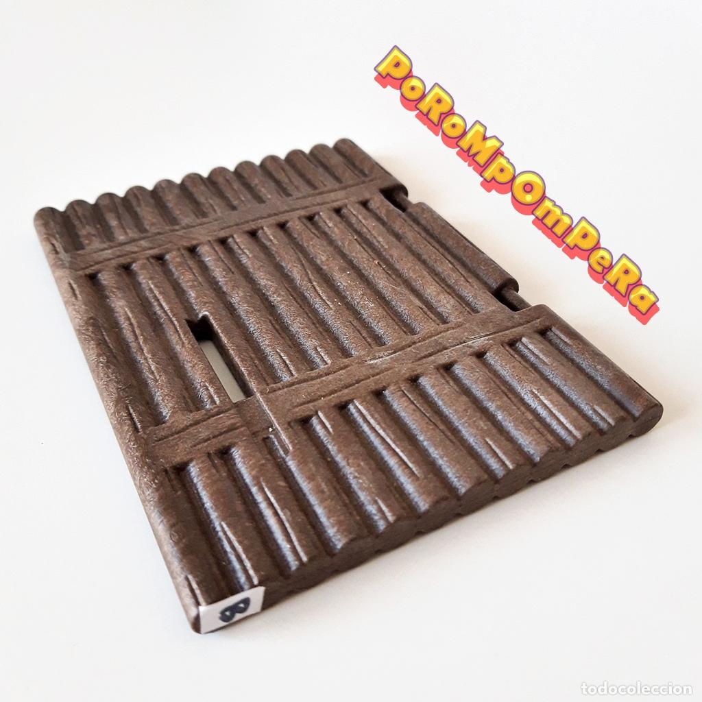 Playmobil: PLAYMOBIL PUERTA MARR&Oacute;N OSCURA LE&Ntilde;OS FUERTE OESTE 3023 4072 5245 6427 EMPALIZADA FORT FRT B