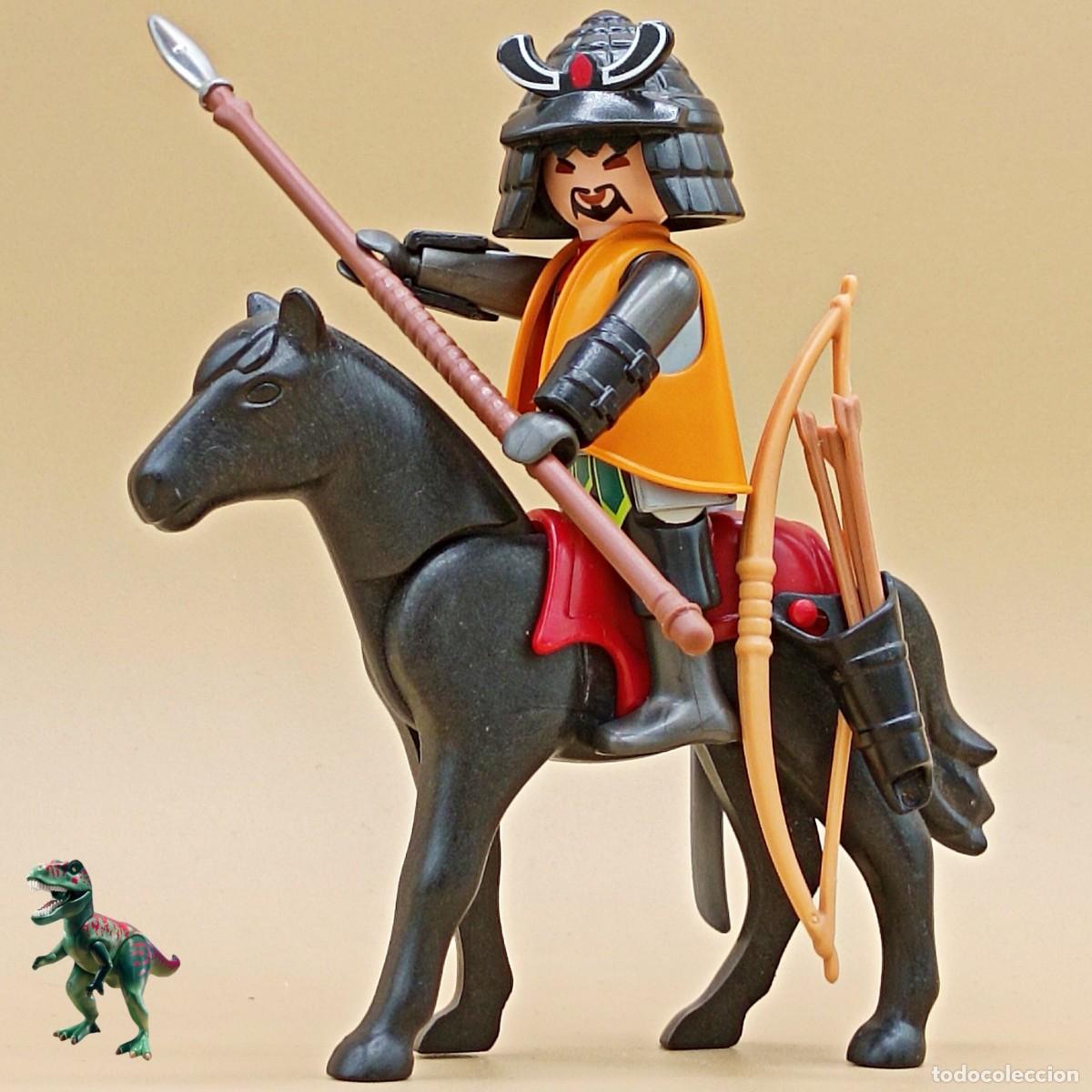 Playmobil: Playmobil figura guerrero samurai a caballo soldado japones asiatico arquero caballero medieval