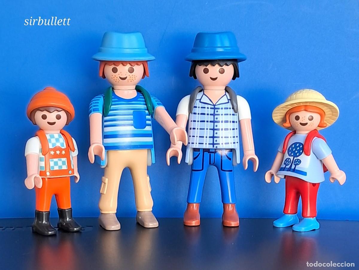 Playmobil: Figuras senderistas con mochilas de playmobil. Campo monta&ntilde;a excursionistas