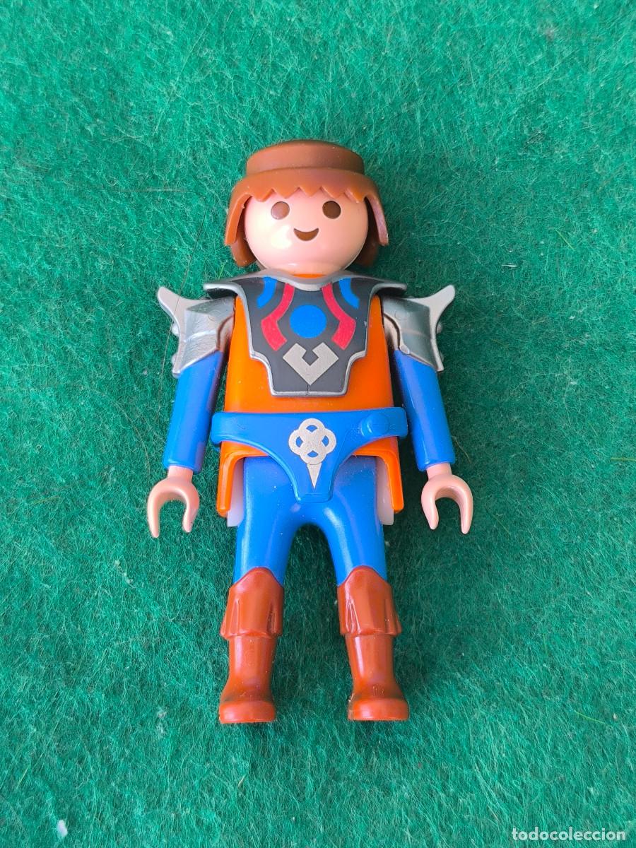 Playmobil: Playmobil figura caballero medieval azul naranja castillo torneo vikingos romanos b&aacute;rbaros