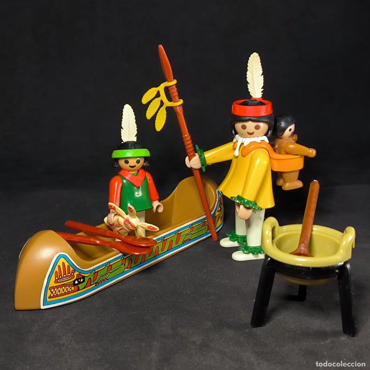 Playmobil: Playmobil mujer con ni&ntilde;os y canoa india ☼