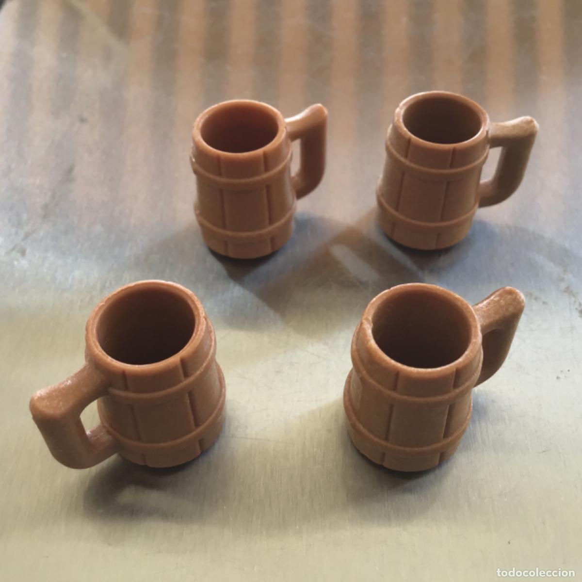 Playmobil: Playmobil Lote cuatro jarras de cerveza, medieval, city.