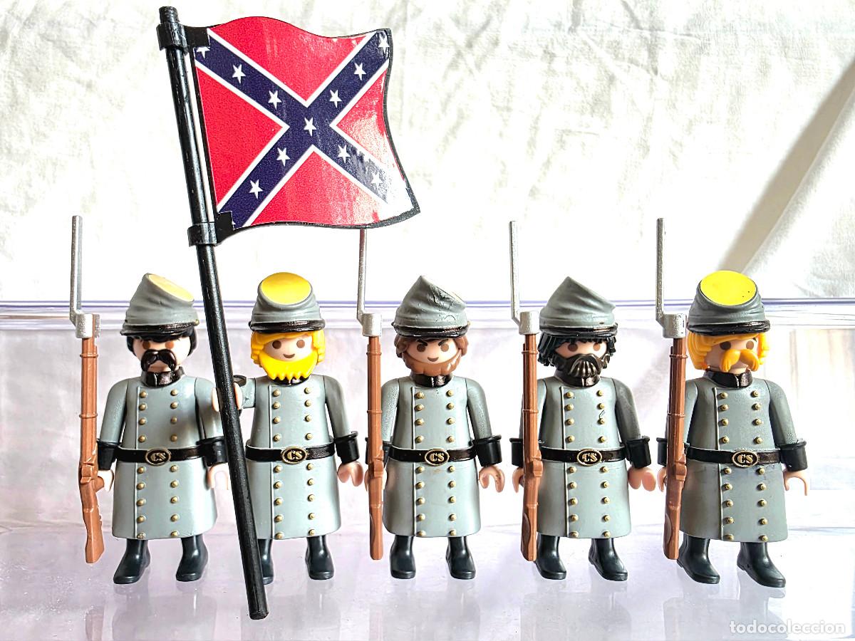 Playmobil: Playmobil 5 Soldados Confederados con Bandera Oeste Fuerte Nordistas Sudistas western caballeria