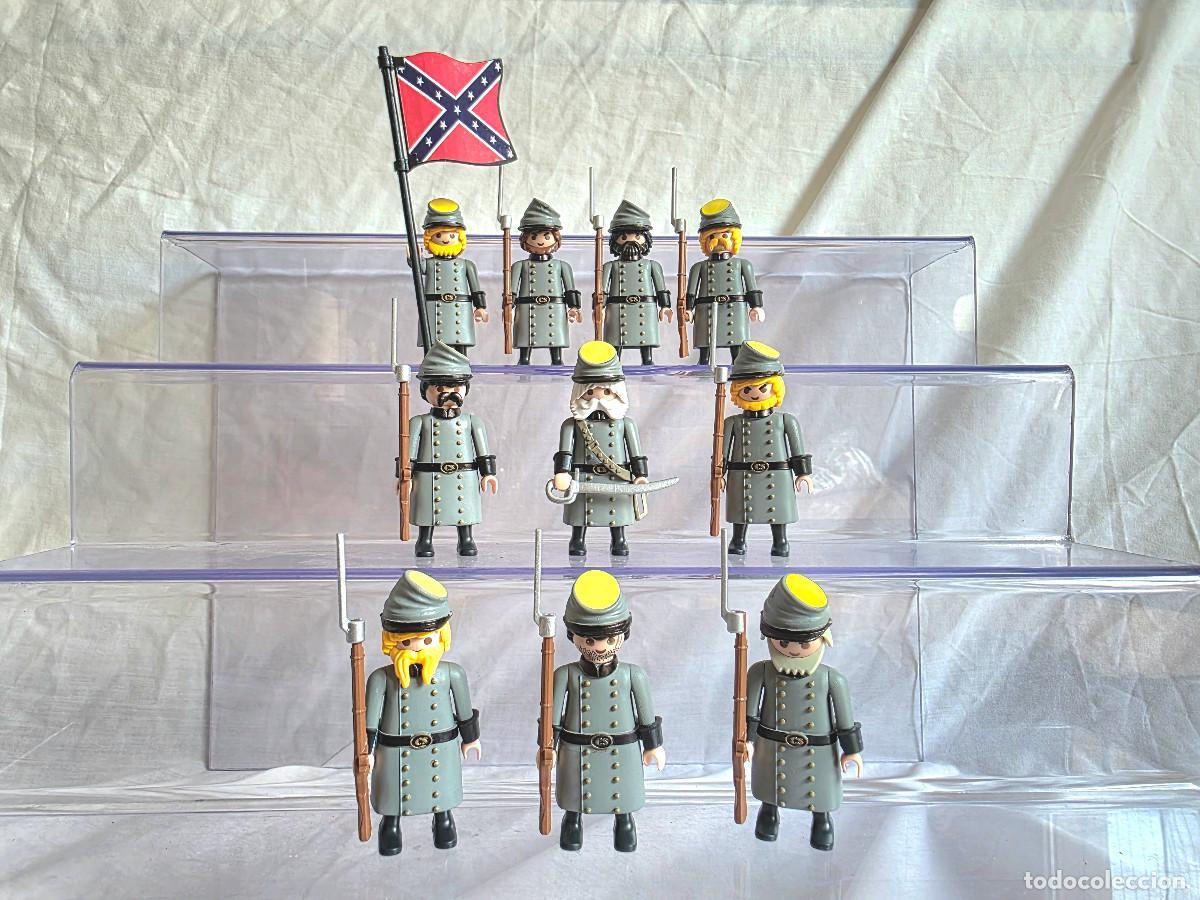 Playmobil: Playmobil 10 Soldados Confederados con Bandera Oeste Fuerte Nordistas Sudistas western caballeria
