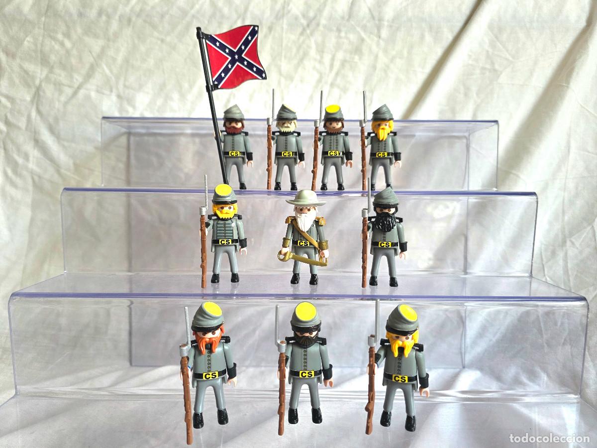 Playmobil: Playmobil 10 Soldados Confederados con Bandera Oeste Fuerte Nordistas Sudistas western caballeria