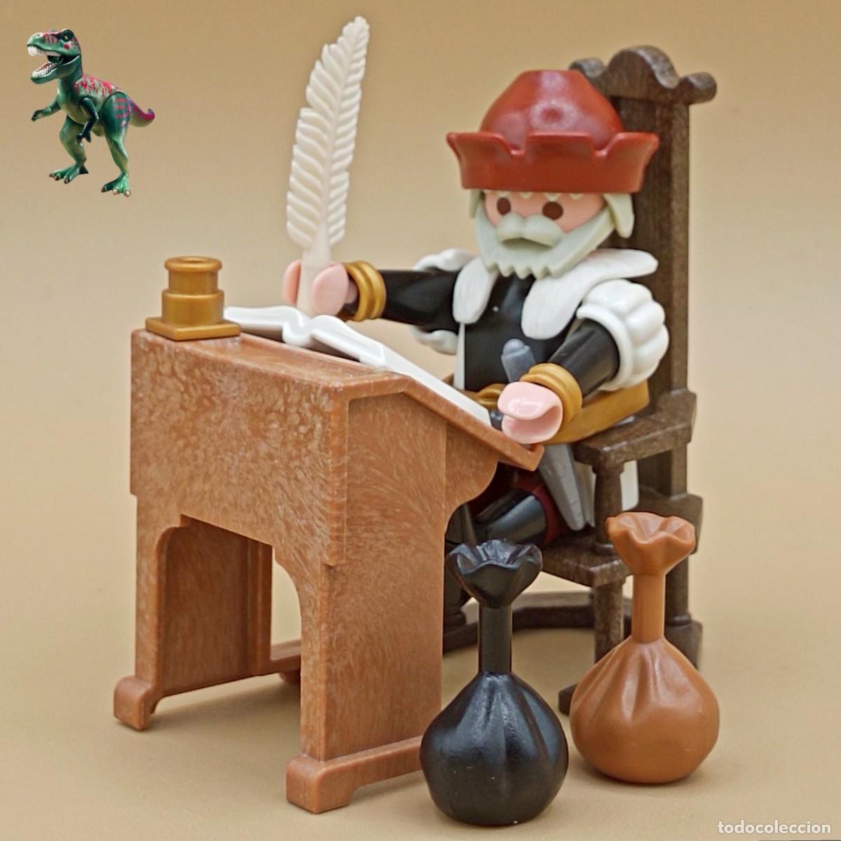 Playmobil: Playmobil figura conde noble escribano escriba mercader recaudador escritorio pluma tintero medieval