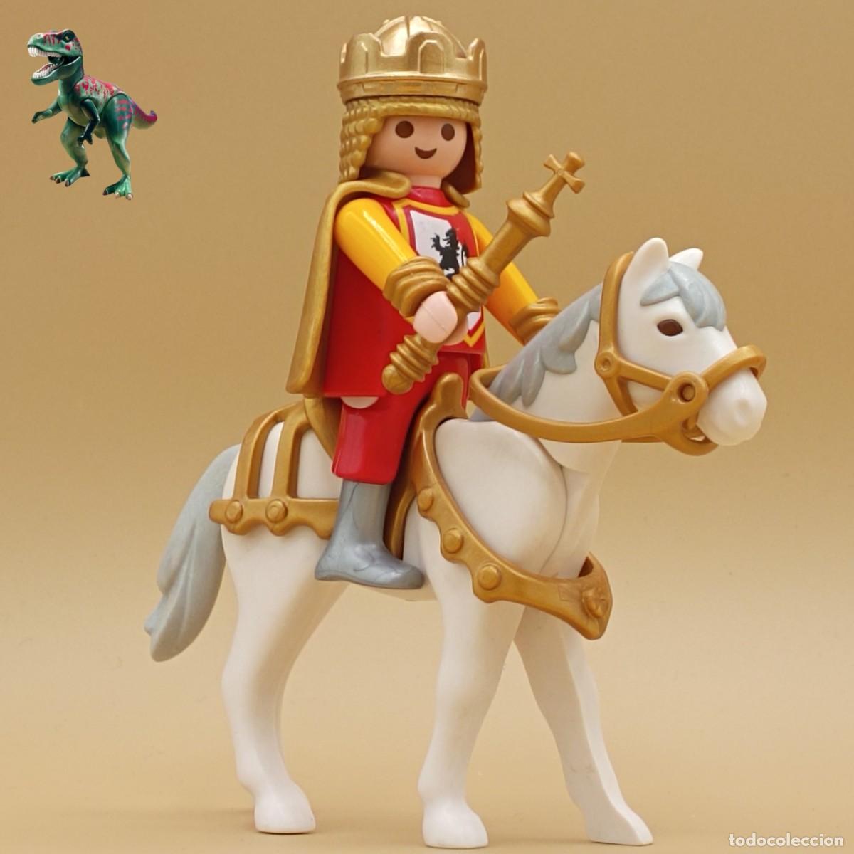 Playmobil: Playmobil figura rey a caballo jinete caballero del leon corte real castillo medieval
