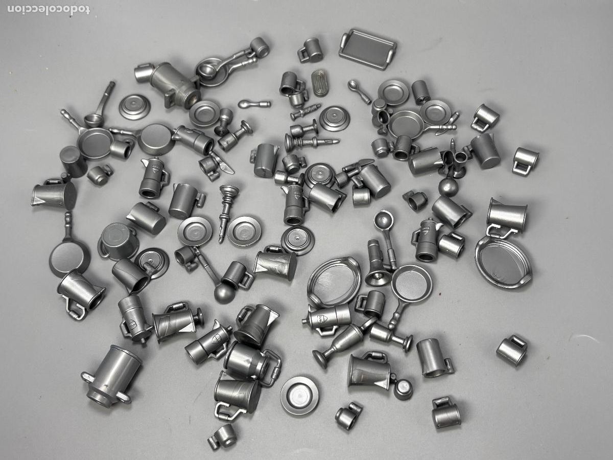 Playmobil: Playmobil lote plato cubierto taza sart&eacute;n copa jarra grises