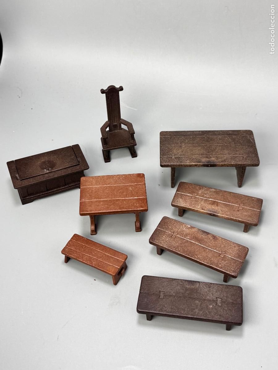 Playmobil: Playmobil lote silla trono mesa desmontable banco y cofre