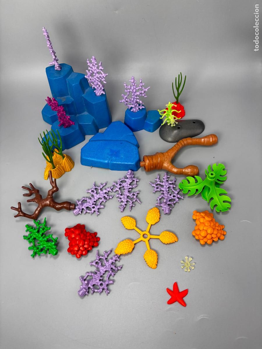 Playmobil: Playmobil lote roca azul coral plata &aacute;rbol seco