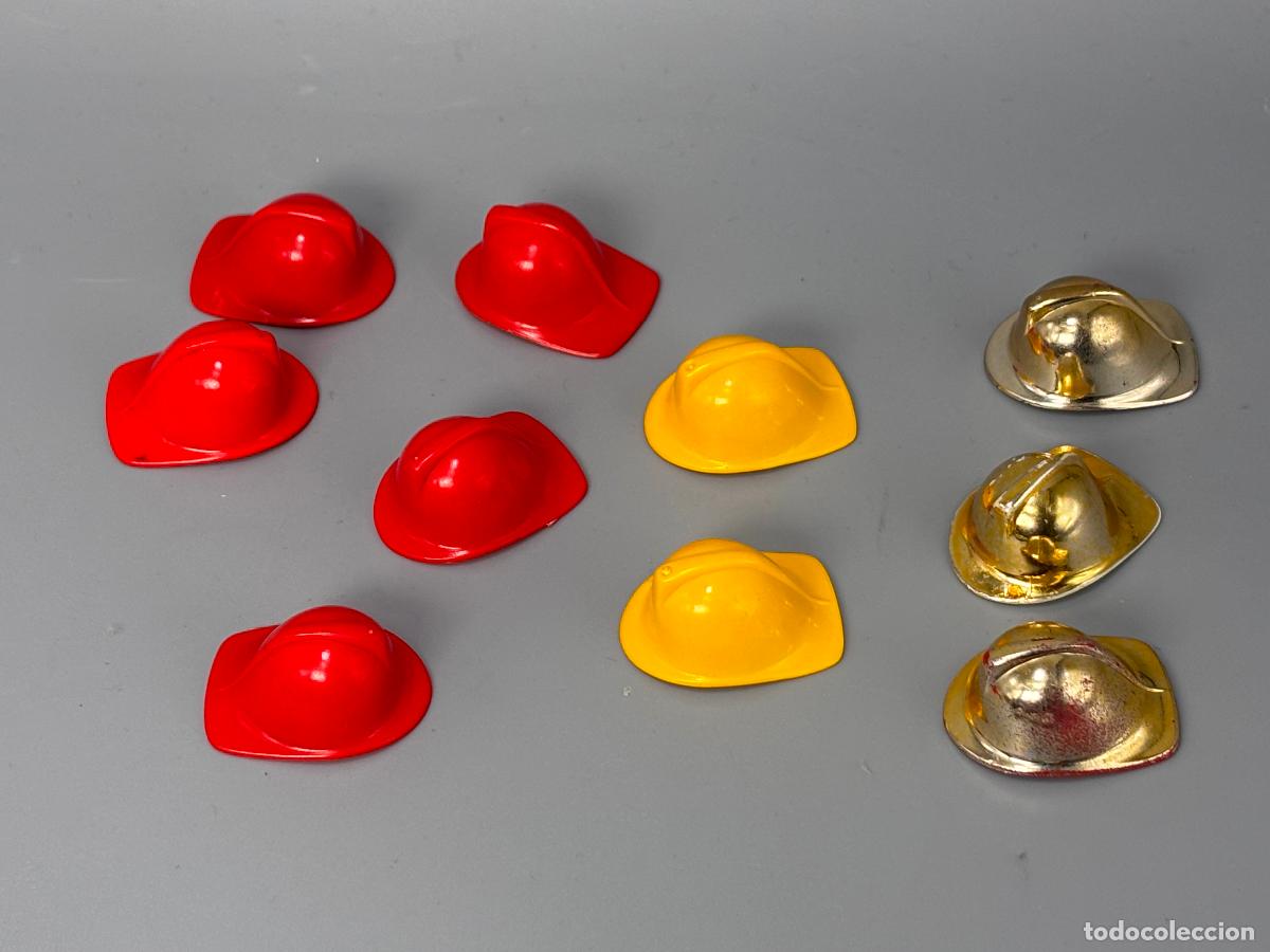 Playmobil: Playmobil lote cascos bombero rojo amarillo dorado