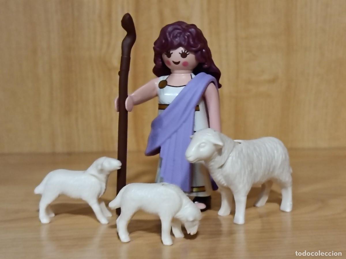 Playmobil: PLAYMOBIL BELEN ,ALDEANA , PASTORA CON OVEJAS BLANCAS - 22/7/26