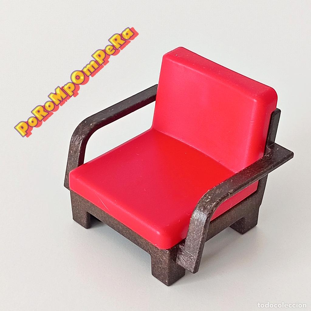 Playmobil: PLAYMOBIL SILL&Oacute;N O BUTACA ROJA MUEBLE MOBILIARIO SAL&Oacute;N SALA DE ESTAR CASA CG6C