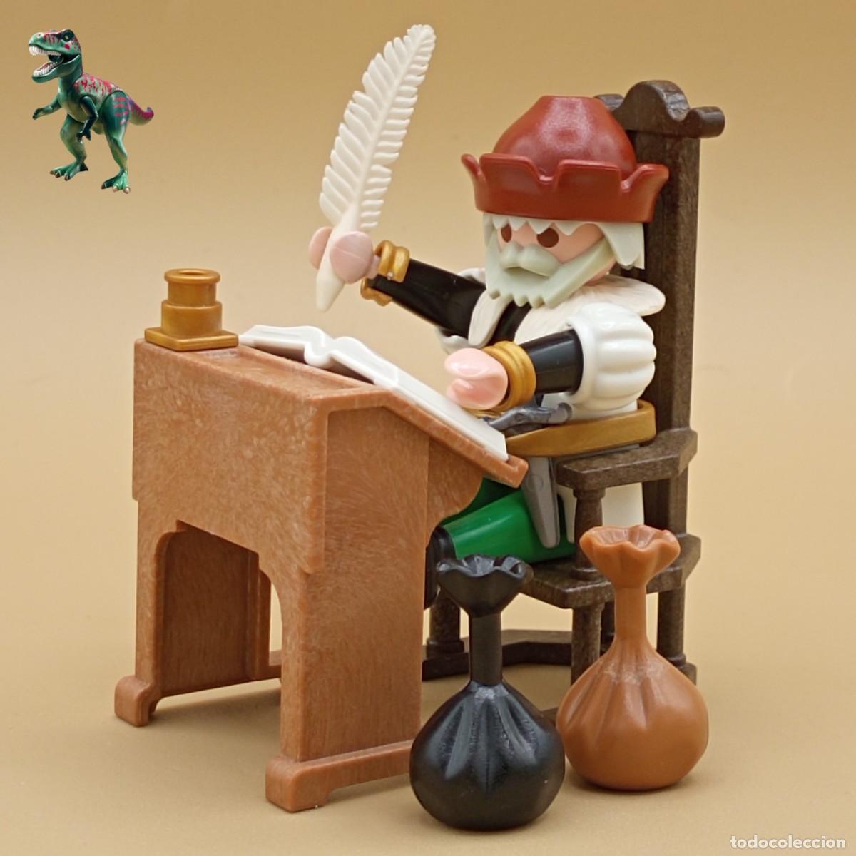 Playmobil: Playmobil figura conde noble escribano escriba mercader recaudador escritorio pluma tintero medieval