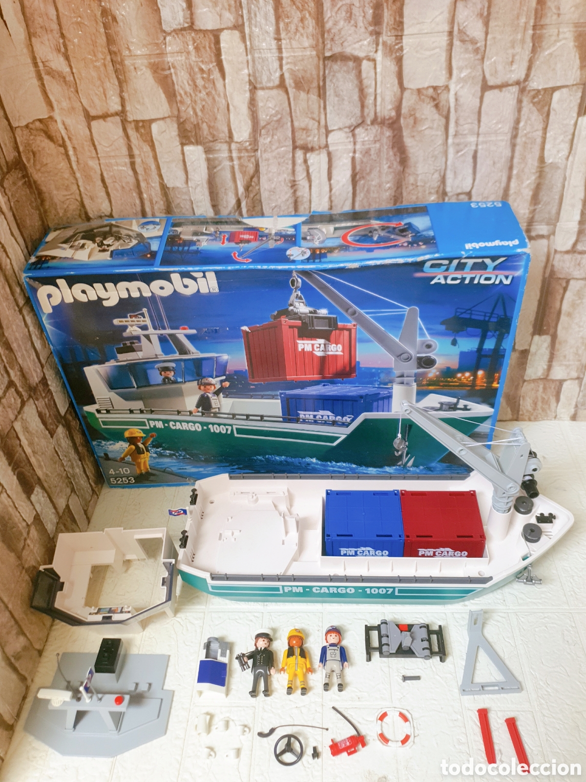 Playmobil: PLAYMOBIL REFERENCIA 100% COMPLETA CAJA BUQUE DE CARGA 5253 PM CARGO 1007 CARGUERO CONTENEDOR GRUA