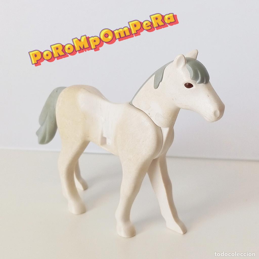 Playmobil: PLAYMOBIL CABALLO BLANCO CRIN GRIS 2&ordf; GENERACI&Oacute;N OESTE GRANJA MEDIEVAL ROMANO H&Iacute;PICA CBL