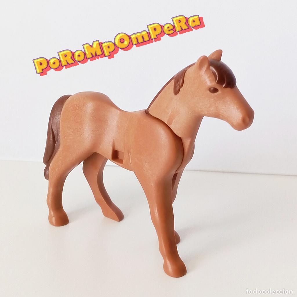 Playmobil: PLAYMOBIL CABALLO MARR&Oacute;N CRIN GRIS OSCURA 2&ordf; GENERACI&Oacute;N OESTE GRANJA MEDIEVAL ROMANO H&Iacute;PICA CBL