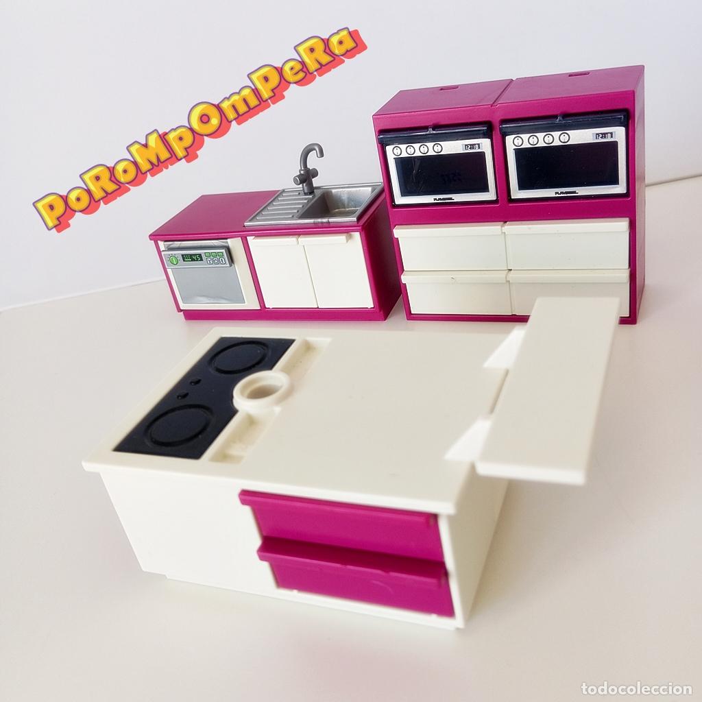 Playmobil: PLAYMOBIL LOTE MOBILIARIO DE COCINA 5582 FREGADERO HORNO VITROCER&Aacute;MICA MUEBLE MBX