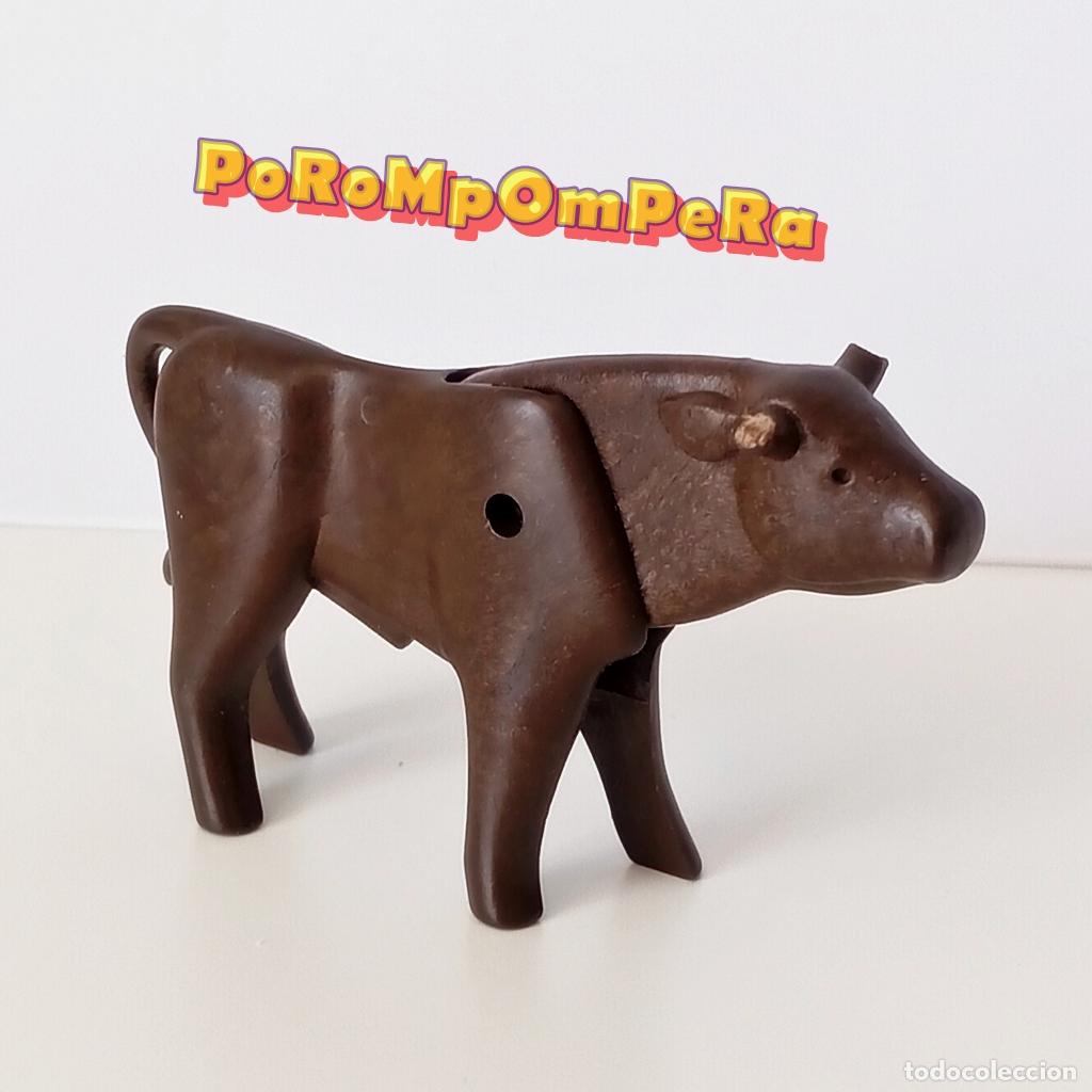 Playmobil: PLAYMOBIL TORO BRAVO MARR&Oacute;N OSCURO ANIMAL GANADO GRANJA MEDIEVAL BEL&Eacute;N
