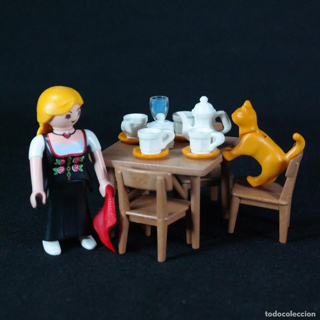 Playmobil: Playmobil mesa con juego de te , gato y figura ☼