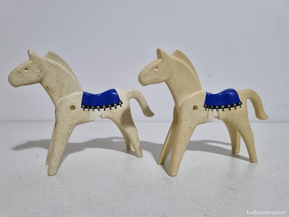 Playmobil: Playmobil 3798 Lote 2x Caballo Blanco Manta Azul Cazarrecompensas Oeste Western