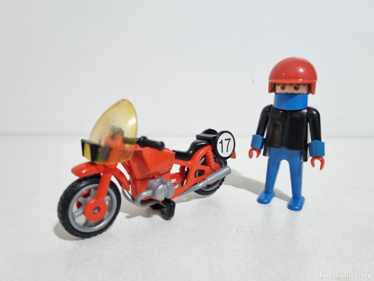 Playmobil: Playmobil 3565 Antiguo Piloto Moto Motocicleta Motorista Carrera Circuito