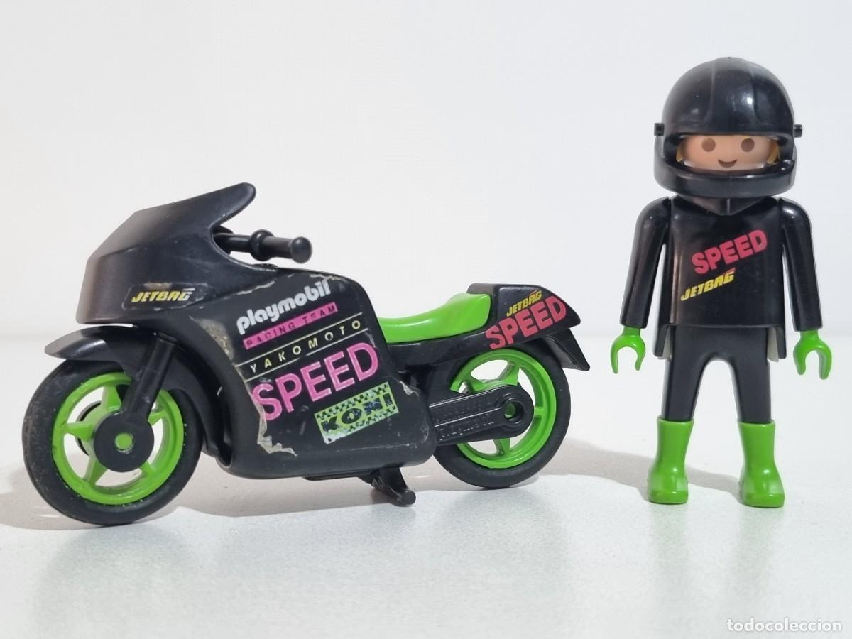 Playmobil: Playmobil 3779 Antiguo Piloto Carrera Motocicleta Moto Speed Circuito Campeonato