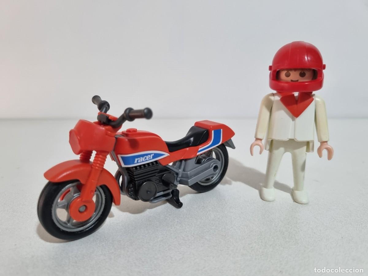 Playmobil: Playmobil 3303 Antiguo Piloto Motorista Carrera Moto Motocicleta Circuito