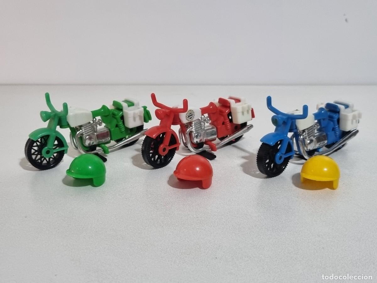 Playmobil: Playmobil 3208 Set Antiguo Moto Motocicleta Verde Roja Azul Policia Bombero