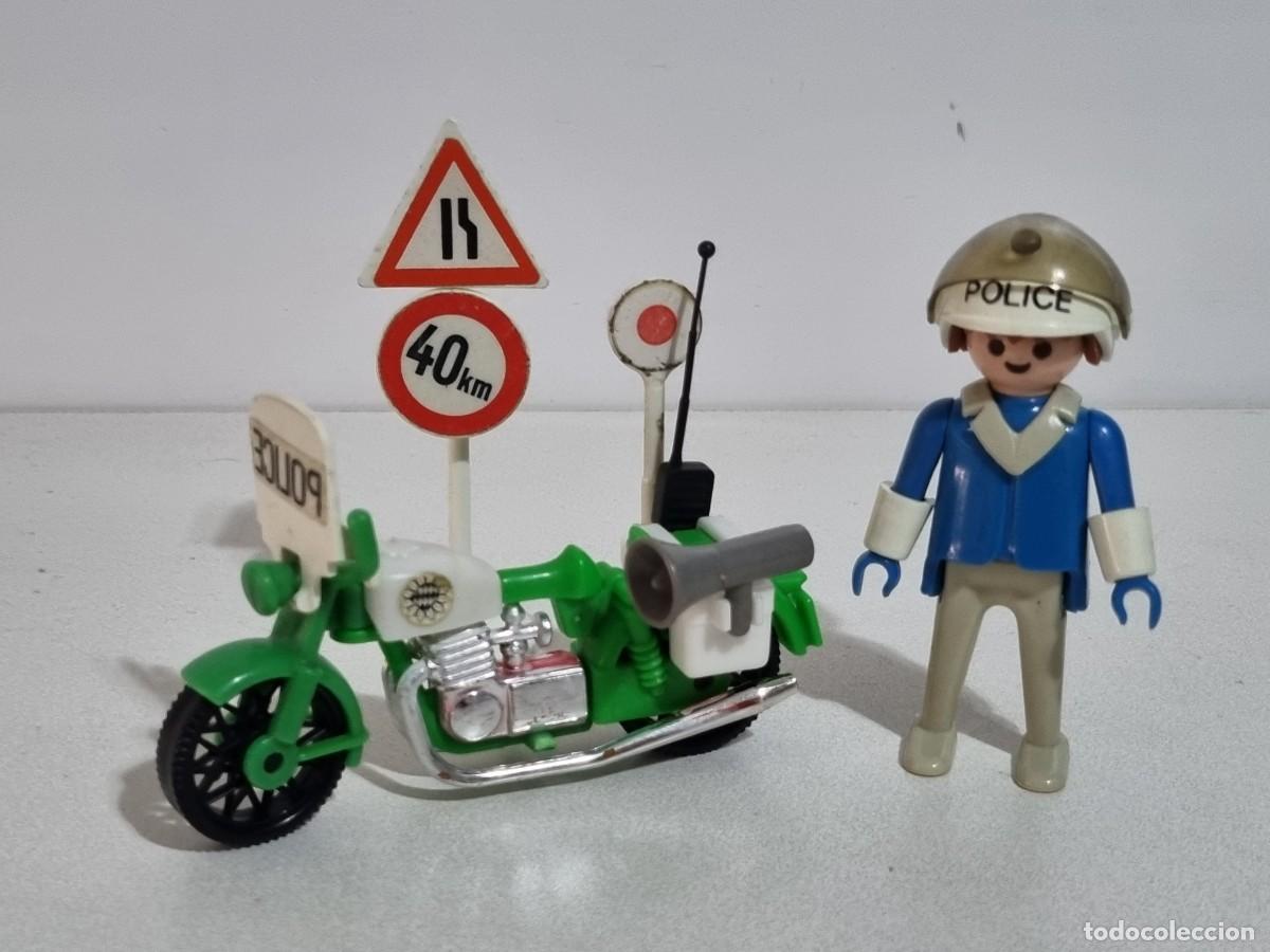 Playmobil: Playmobil 3572 Antigua Policia Moto Motorista Patrulla Control Policial Trafico