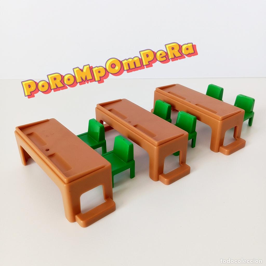 Playmobil: PLAYMOBIL LOTE x3 PUPITRE x6 SILLA VERDE INFANTIL COLEGIO &Eacute;POCA 3522 MESA NI&Ntilde;O ESCUELA COLE 80s MBX