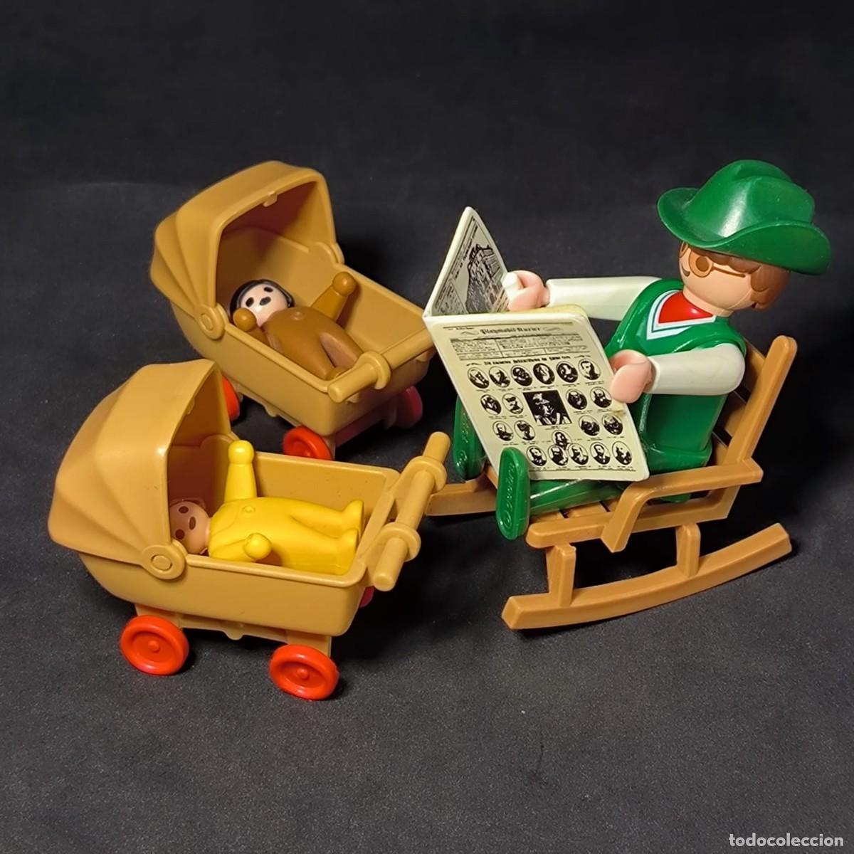 Playmobil: Playmobil hombre con dos cochecitos y periodico ☼