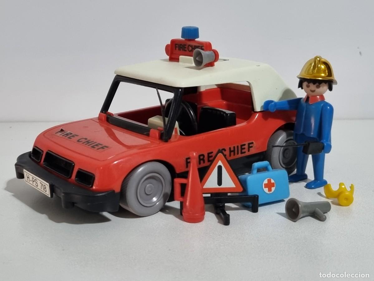 Playmobil: Playmobil 3216 Antiguo Vehiculo Coche Rojo Jefe de Bomberos Incendio Bombero