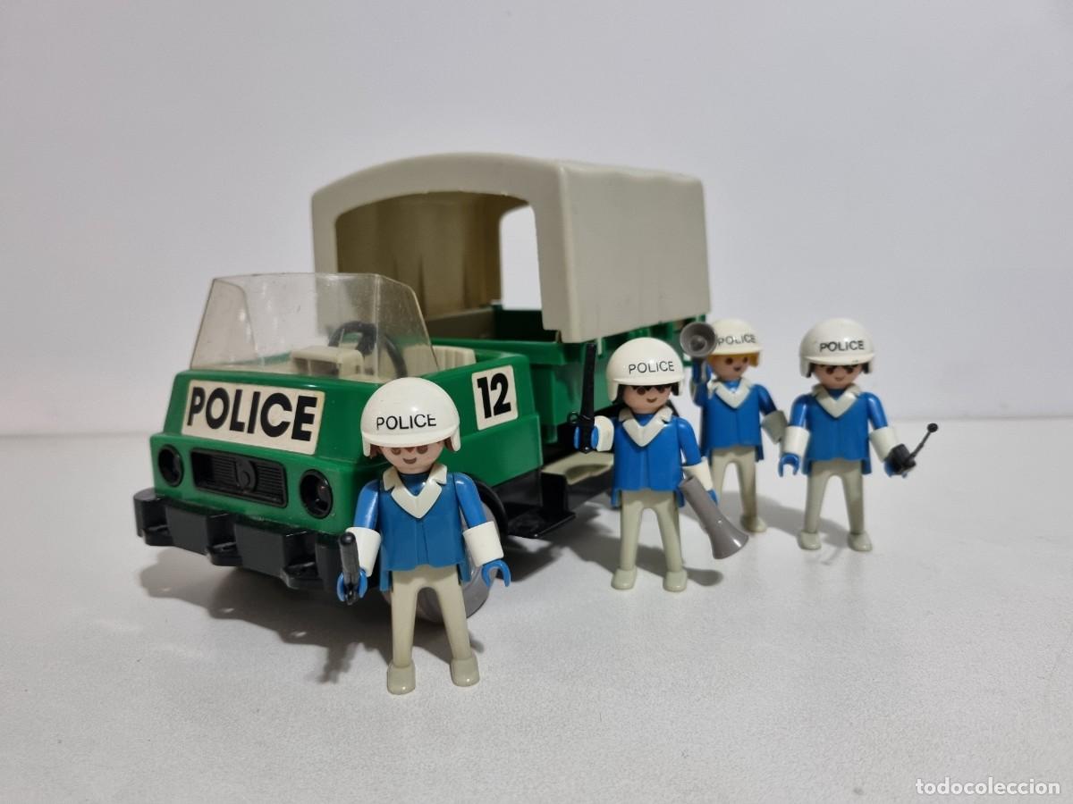 Playmobil: Playmobil 3233 Antiguo Vehiculo Camion Verde Lona Policia Antidisturbio Patrulla