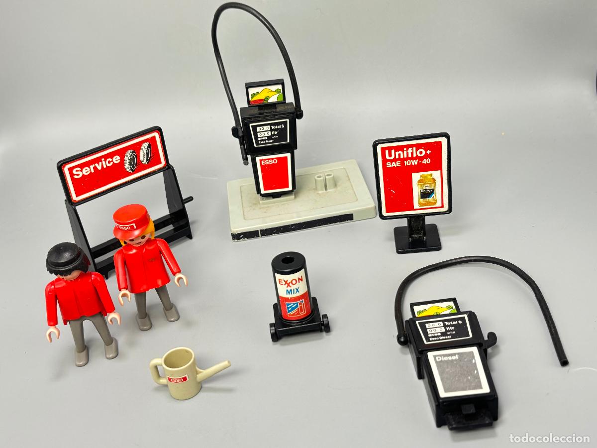Playmobil: Playmobil 3434 lote figura surtidor accesorios estaci&oacute;n de servicio