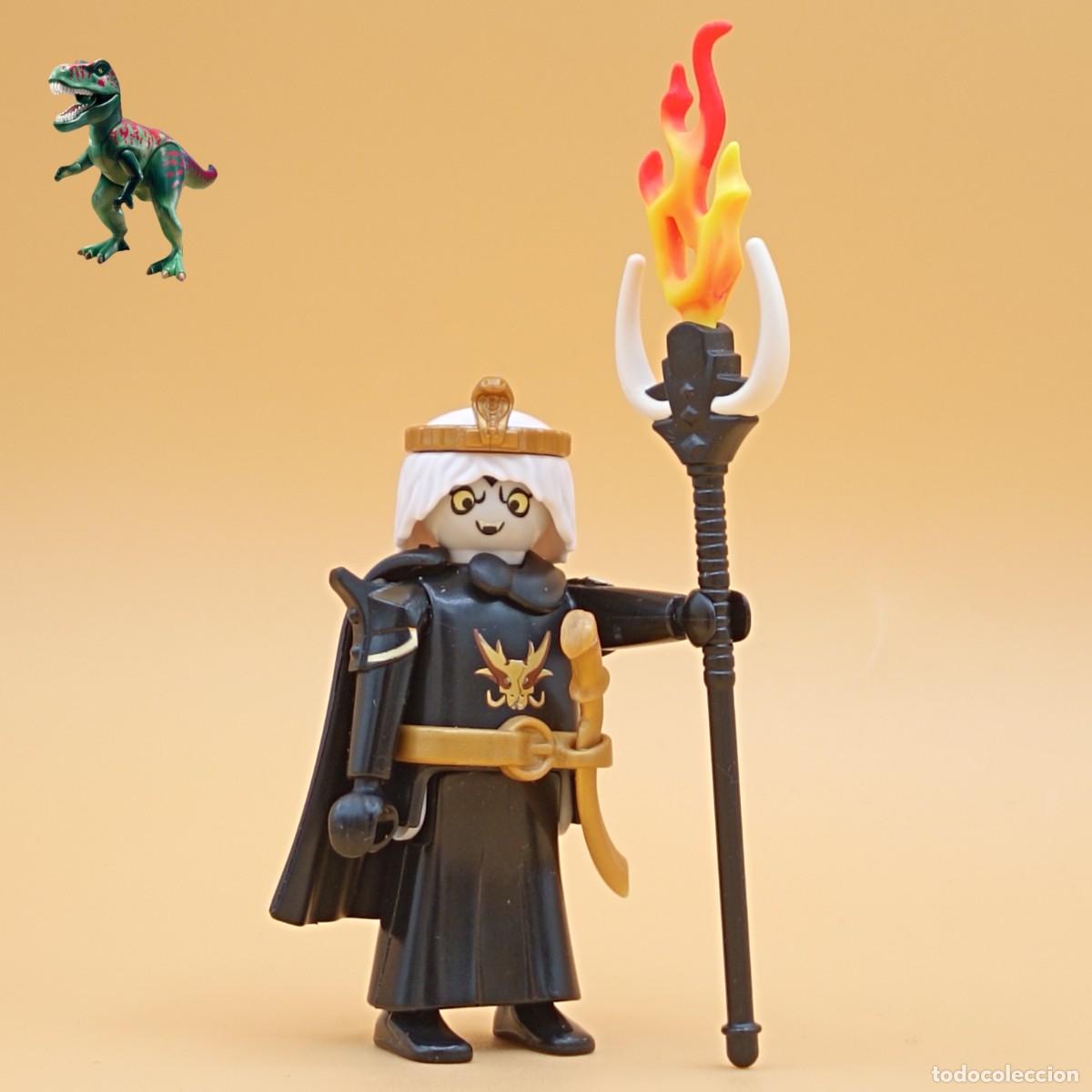 Playmobil: Playmobil figura mago oscuro negro brujo hechicero Merlin Gandalf baston castillo medieval