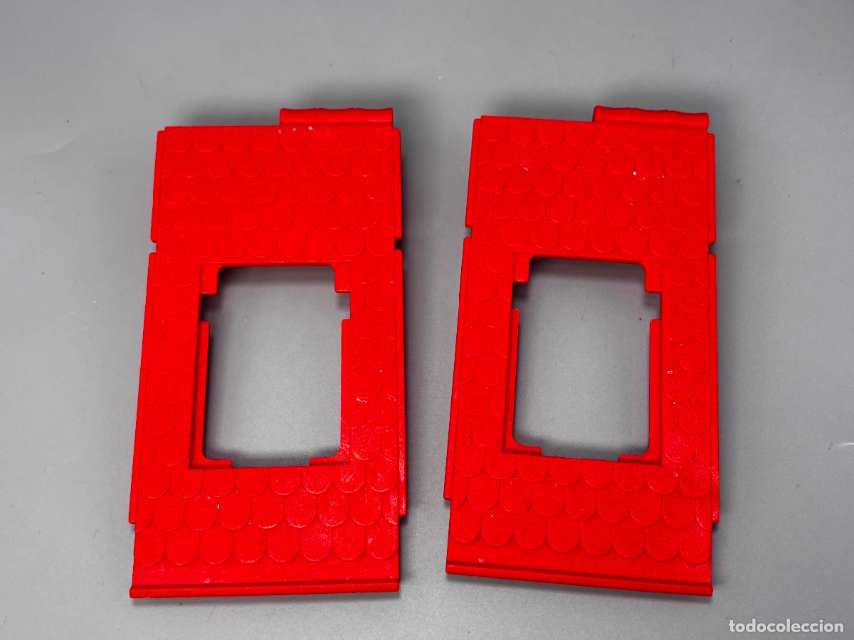 Playmobil: Playmobil lote tejado rojo con hueco ventana casa medieval castillo