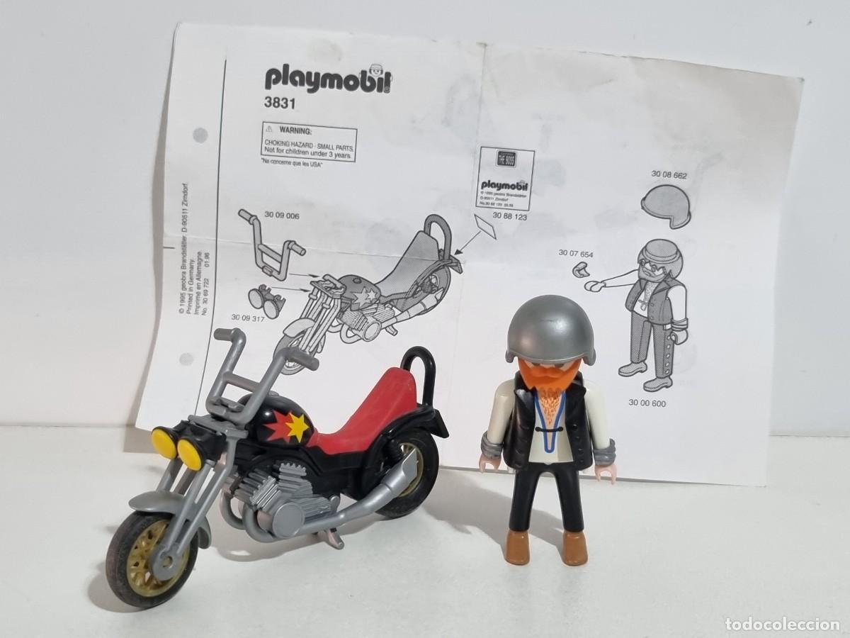 Playmobil: Playmobil 3831 Motero Motorista Moto Motocicleta Chopper Heavy Metal Rockero