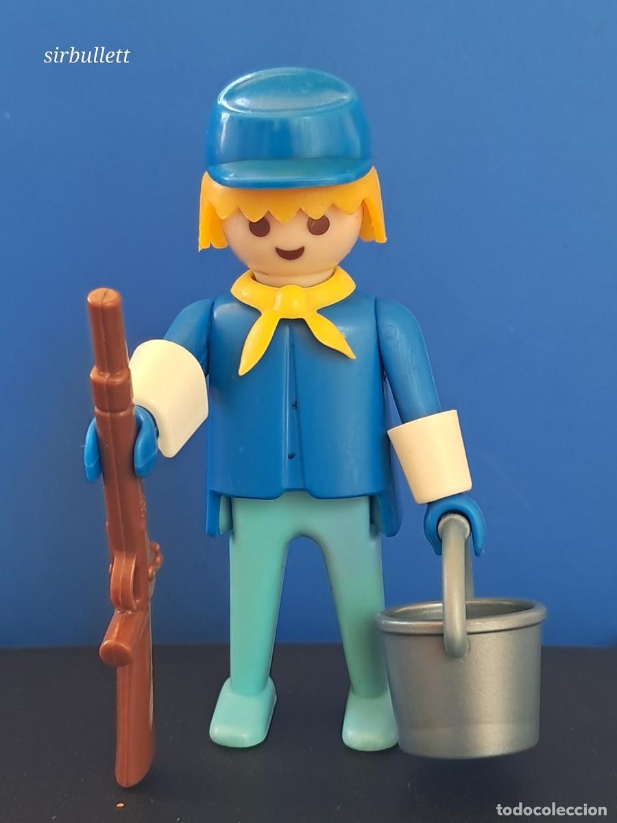 Playmobil: Figura soldado nordista manos fijas. Oeste. Cubo y rifle
