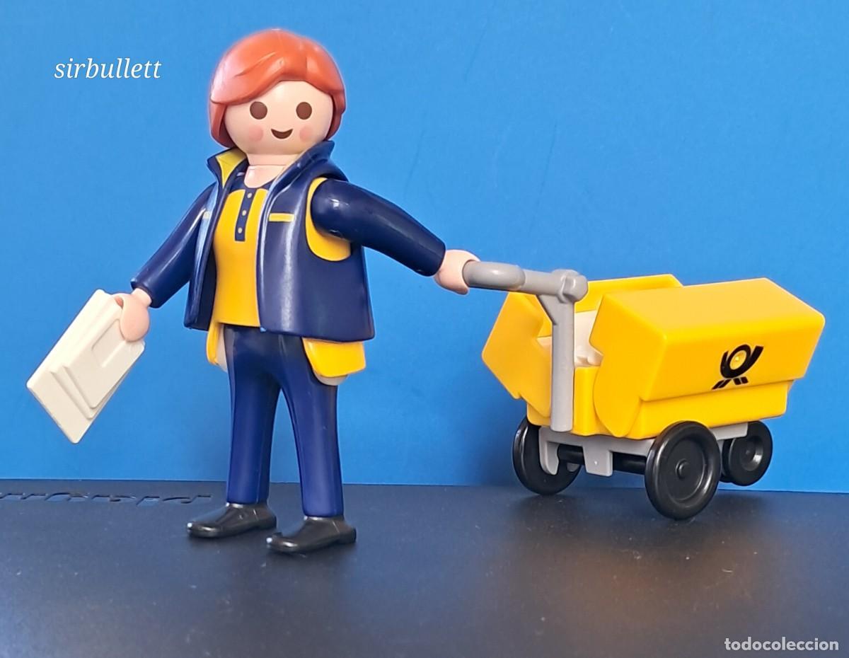 Playmobil: Figura mujer cartera con carrito y cartas. Playmobil 4403. Correos ciudad