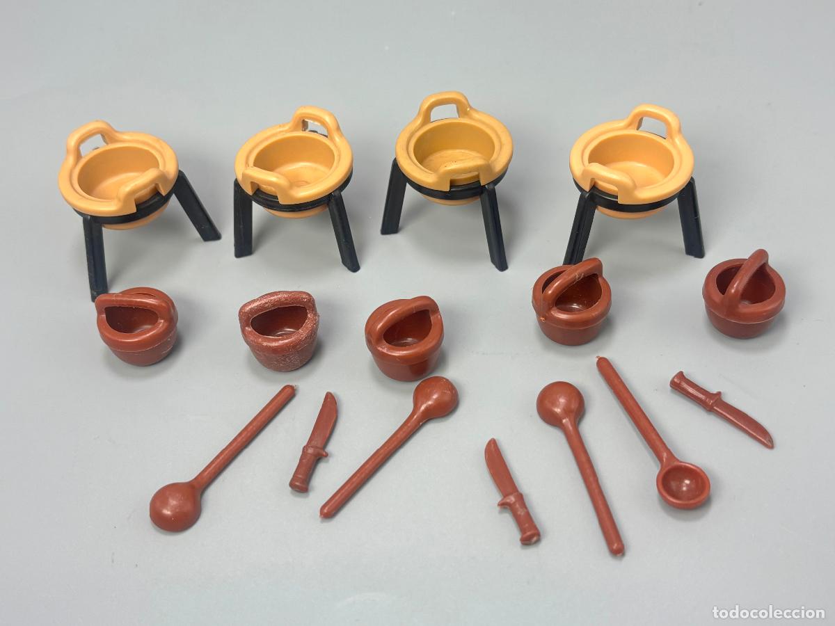 Playmobil: Playmobil lote cobre tr&iacute;pode cuchara poblado indio