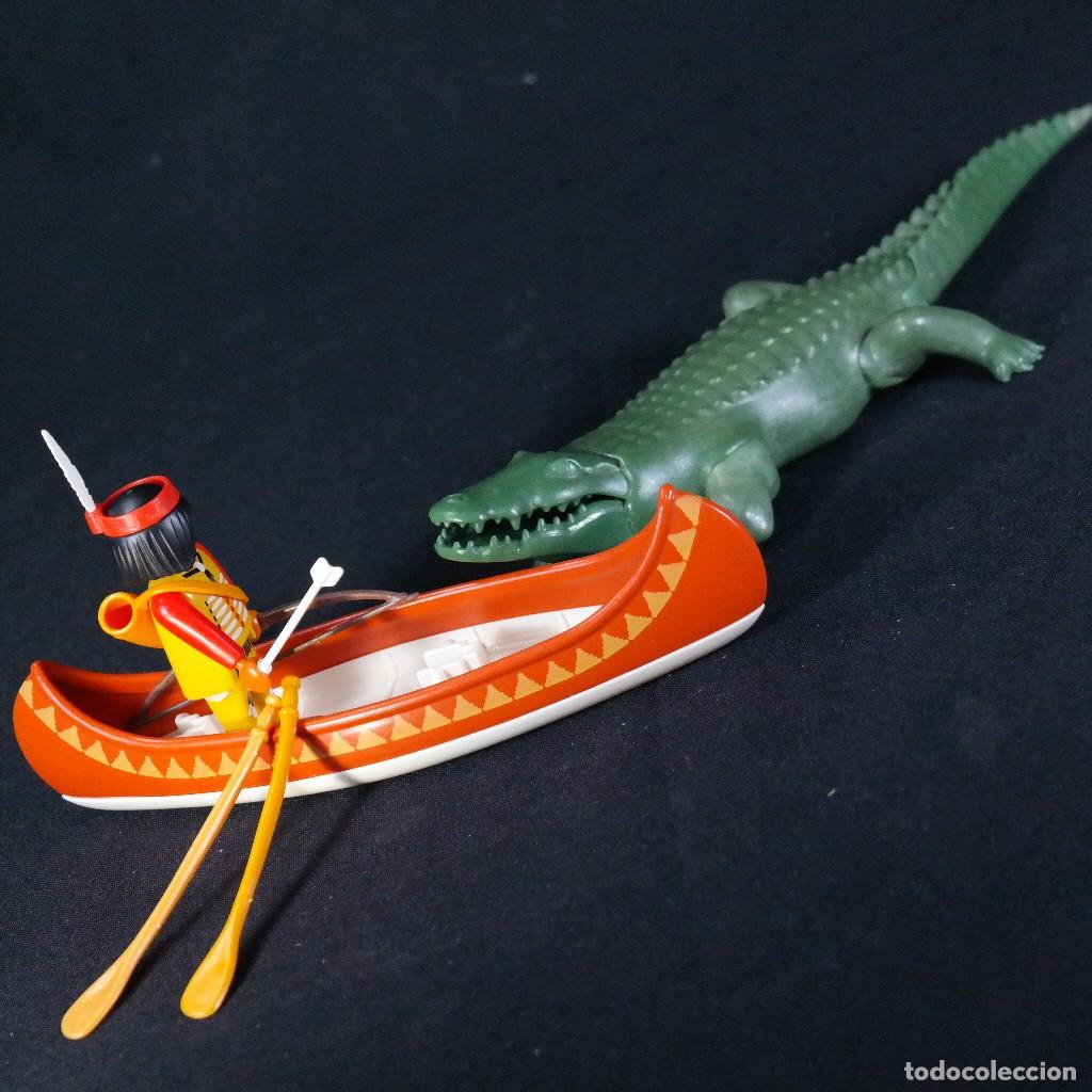 Playmobil: Playmobil indio con canoa y alligator ☼